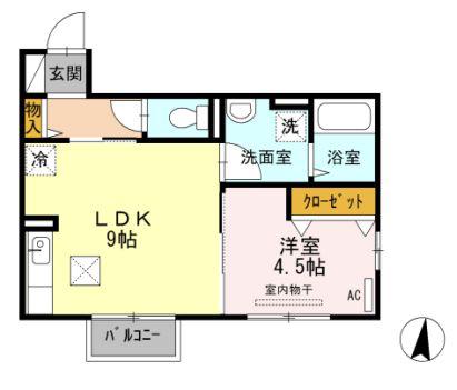エスポワール(1LDK/1階)の間取り写真