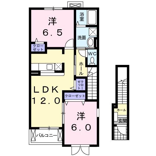 コンフォール エレガンテA(2LDK/2階)の間取り写真