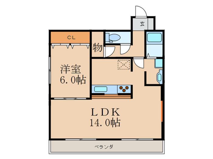 アカツキハイツ(1LDK/8階)の間取り写真