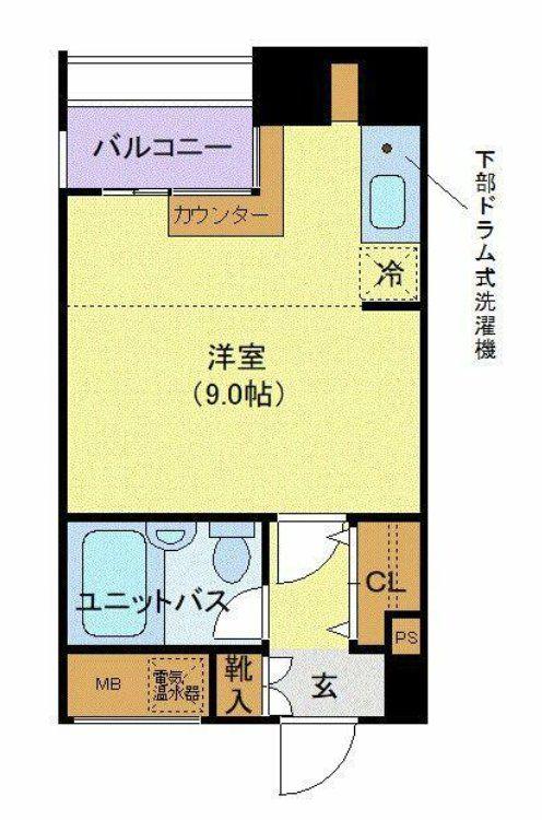 メゾンドヴィレ東神田(ワンルーム/3階)の間取り写真