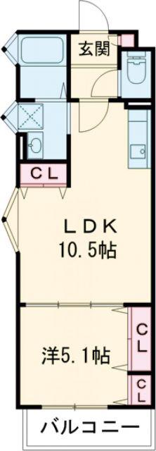 クリエオーレ三ツ島II(1LDK/3階)の間取り写真