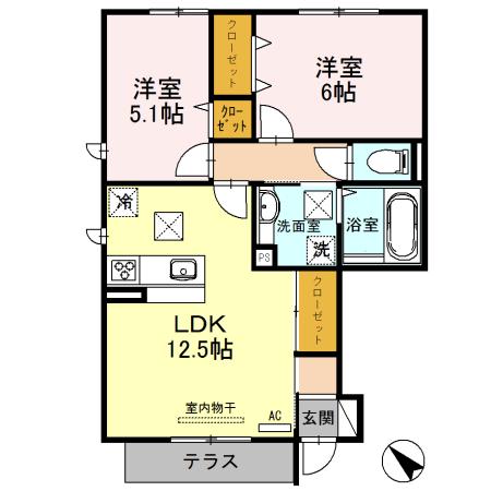 パストラーレ(3LDK/1階)の間取り写真