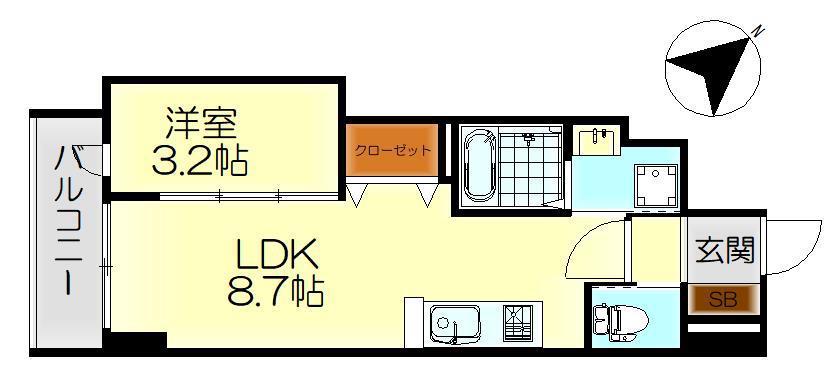 月光呉本町ツインタワーアインス(1LDK/1階)の間取り写真