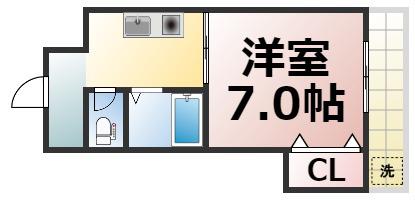 ライフインスエヒロII(1K/4階)の間取り写真