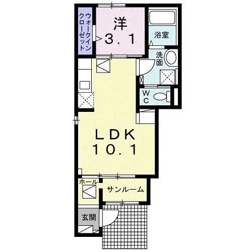 ブルジョン(1LDK/1階)の間取り写真