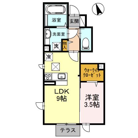 アソークコート(1LDK/1階)の間取り写真