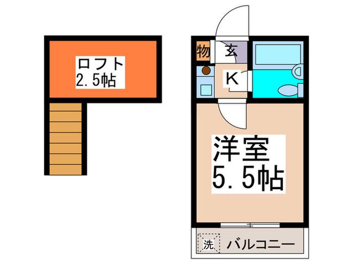 ドルフィン青葉台(1K/2階)の間取り写真