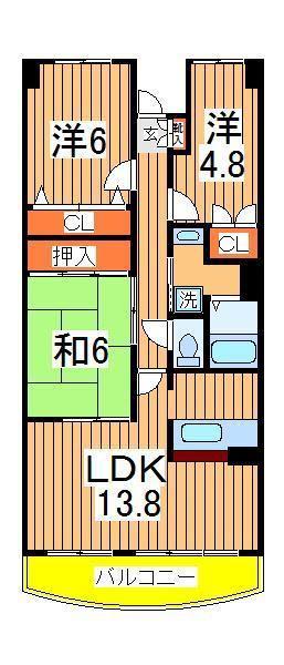 URBAN PARK柏(3LDK/3階)の間取り写真