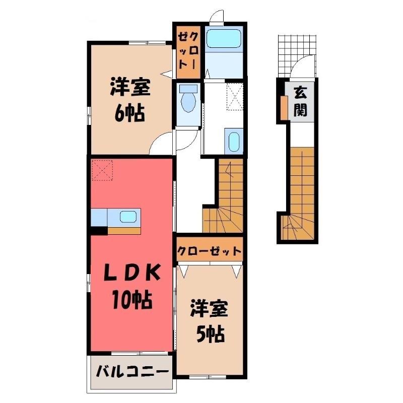 ラフルール(2LDK/2階)の間取り写真