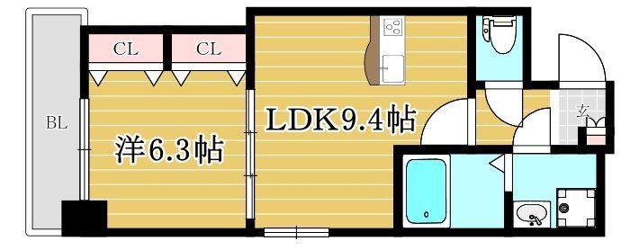 プレジールTJ(1LDK/4階)の間取り写真