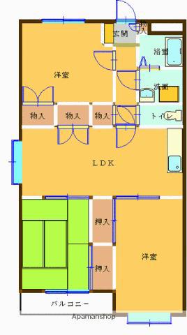 上福元ハイツ奥(3LDK/2階)の間取り写真