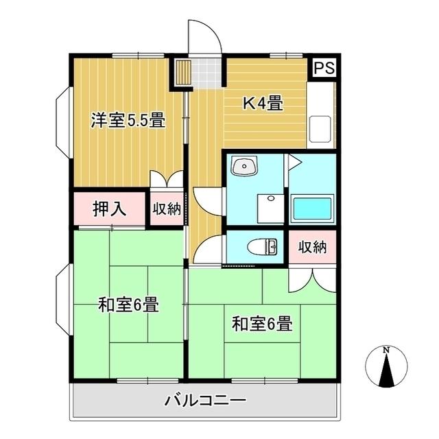 ノースタウン東一宮(3DK/3階)の間取り写真