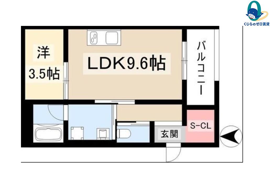 WELLNEST ROOM 名駅南 B棟(1LDK/2階)の間取り写真