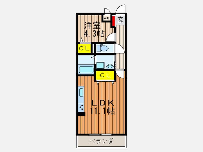 グラン シエル(1LDK/2階)の間取り写真