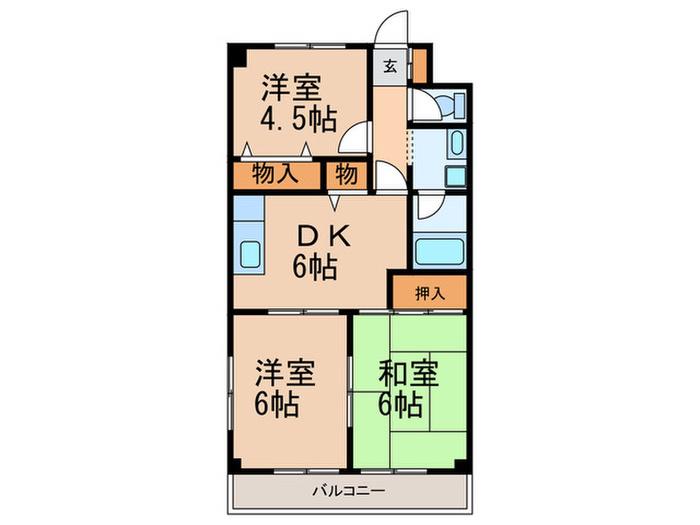 長瀬第三マンション(3DK/3階)の間取り写真