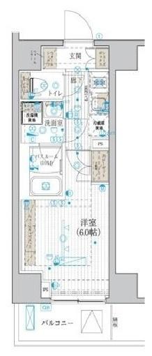 ブライズ吉野町(1K/11階)の間取り写真