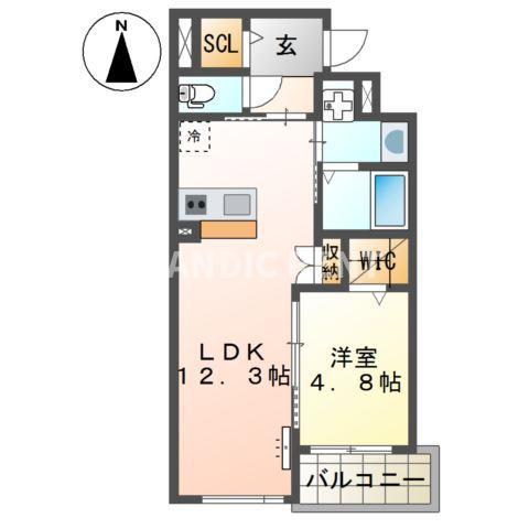 MAISON DU BONHEUR HAKOZAKI(1LDK/3階)の間取り写真