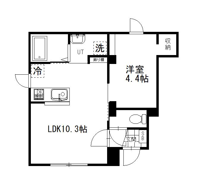PORTE若松(1LDK/1階)の間取り写真