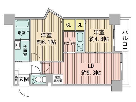 プライムアーバン北3条通(2LDK/12階)の間取り写真