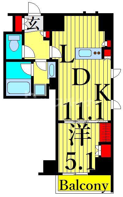 REFRAME 5 IRIYA(1LDK/7階)の間取り写真