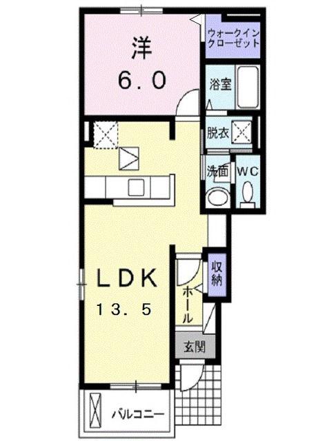 フェリジータIII(1LDK/1階)の間取り写真