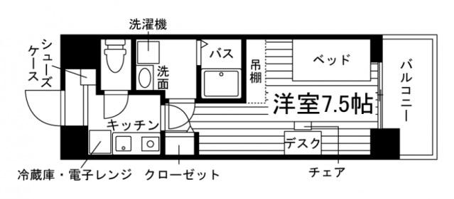 学生会館 UNI EMEAL 新潟寄居町(1K/3階)の間取り写真