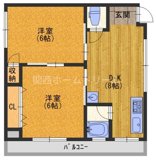 アーバン峰(2DK/2階)の間取り写真