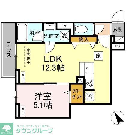 セレスティア桜上水(1LDK/1階)の間取り写真