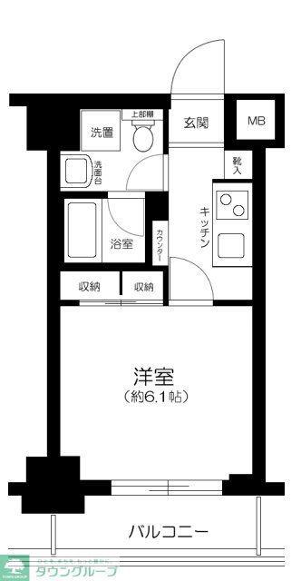 グリフィン川崎西口シティプラザ(1K/2階)の間取り写真