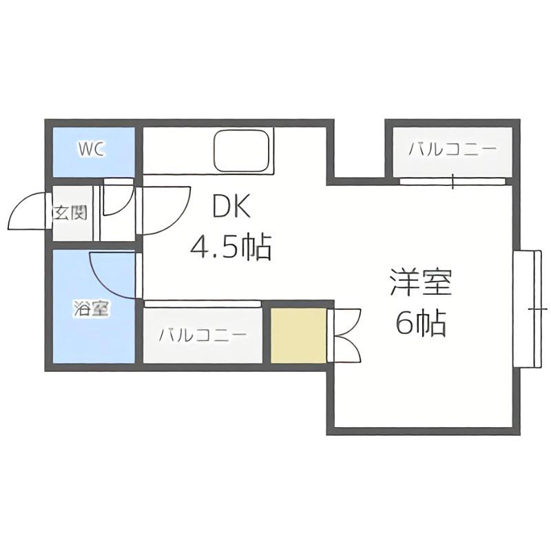 ルナグランス山鼻(1DK/3階)の間取り写真