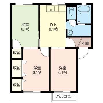 サンハイム下里見A(3DK/2階)の間取り写真