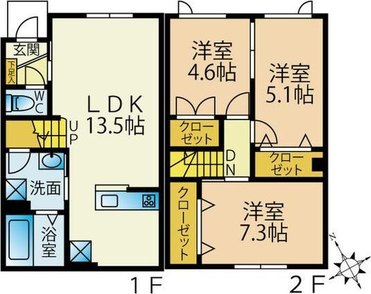 CASA GATO(3LDK/1階)の間取り写真