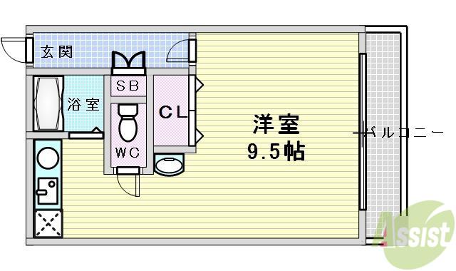 HS FLATS(ワンルーム/4階)の間取り写真