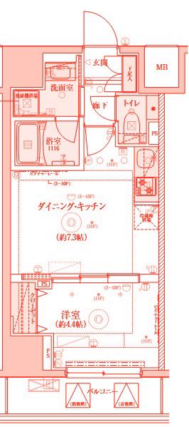 リヴシティ横濱関内弐番館(1DK/4階)の間取り写真