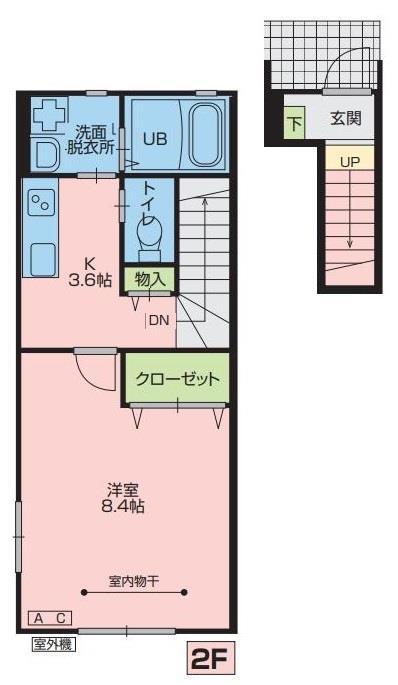 ELESIS花巻B棟(1K/2階)の間取り写真