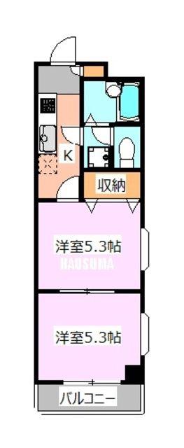 王子北ウィング(2K/2階)の間取り写真