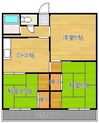 サングリーン中本町(3DK/3階)の間取り写真