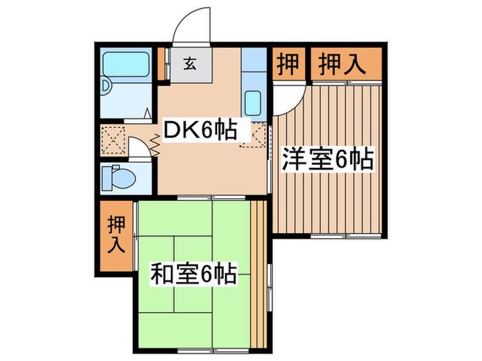KDソシア(2DK/2階)の間取り写真
