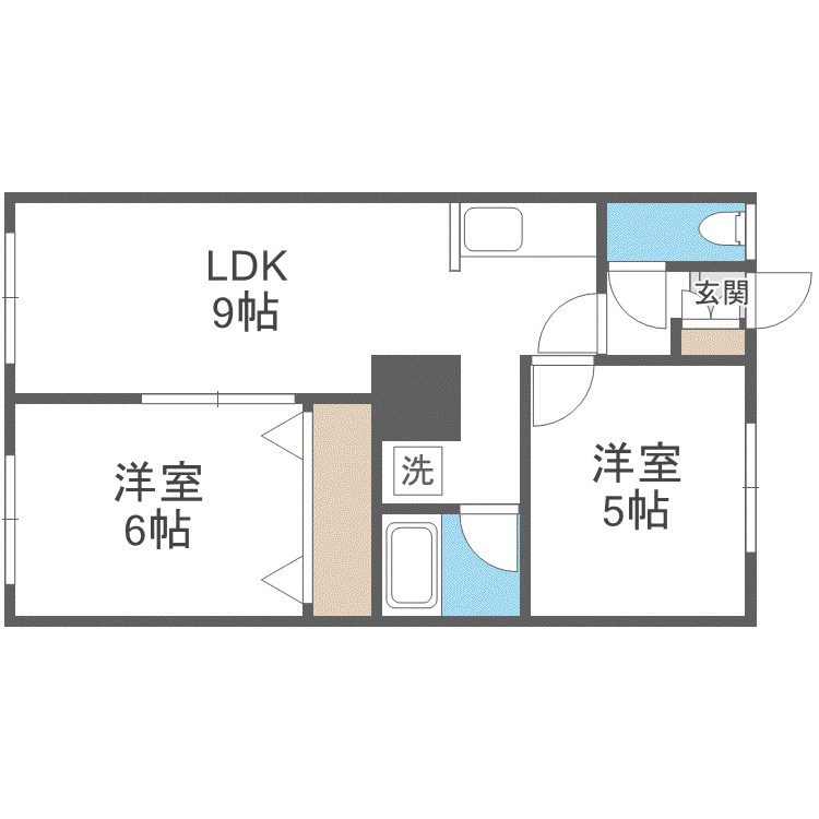 ヤマゼンコーポB(2DK/2階)の間取り写真