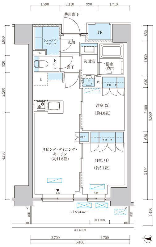 パークアクシス池袋イースト(2LDK/12階)の間取り写真