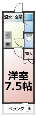 アラカワハイツ御器所(1K/1階)の間取り写真