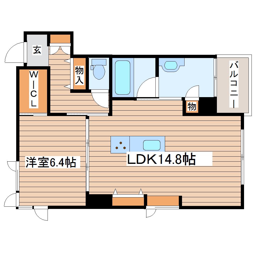 シェーナーヴァルト錦町(1LDK/3階)の間取り写真