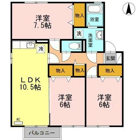 ルミエール(3LDK/1階)の間取り写真