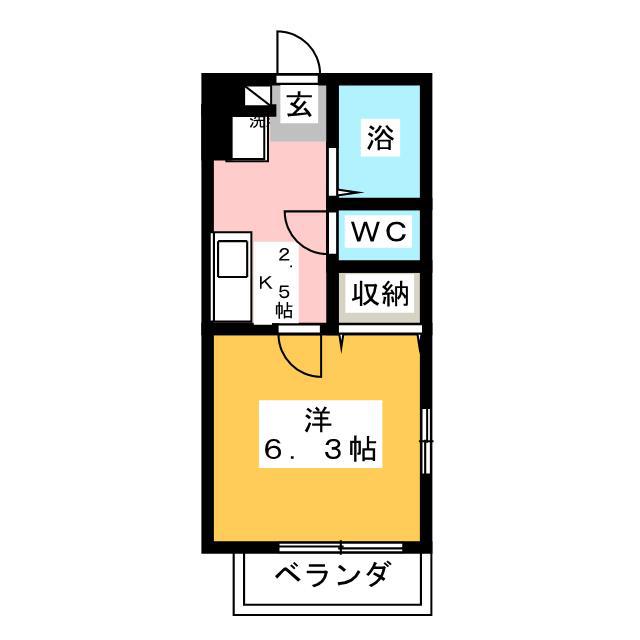 ドウェール イン(1K/1階)の間取り写真