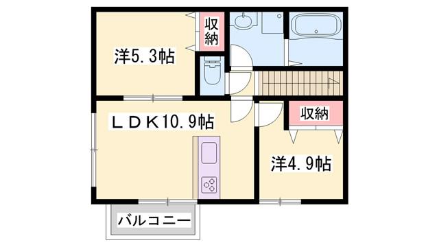 高砂市曽根町計画(2LDK/2階)の間取り写真
