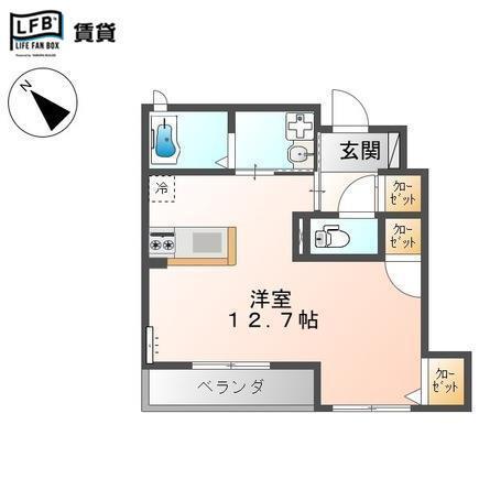 プレイス(ワンルーム/1階)の間取り写真