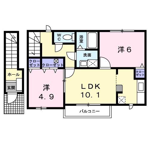 アベニュー諏訪(2LDK/2階)の間取り写真
