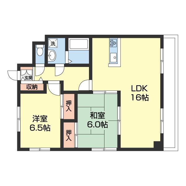IVY-SQUARE(2LDK/1階)の間取り写真