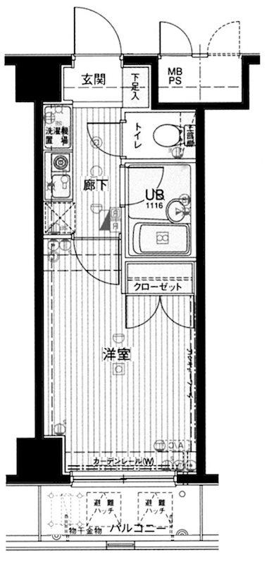 メインステージ東高円寺(1K/4階)の間取り写真