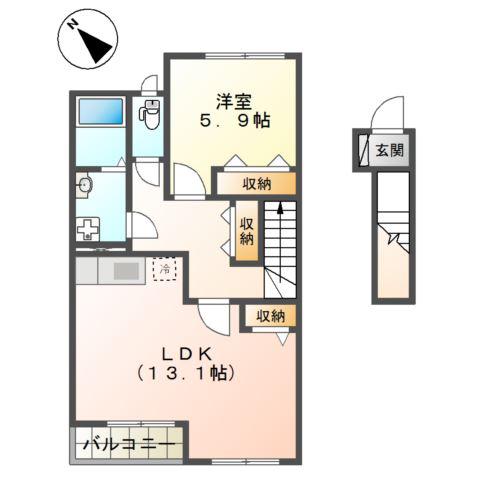 パサニアテラス(1LDK/2階)の間取り写真